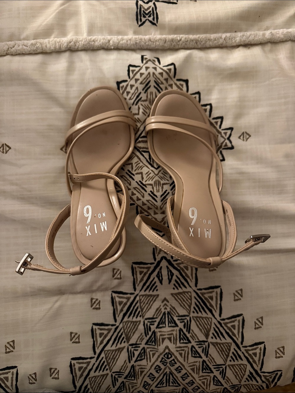 Mix No. 6 Beige Strappy Ankle Buckle Sandals